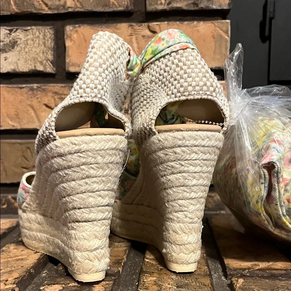 Loveshackfancy x Manebi Ankle-Tie Floral Suede Platform Espadrilles NWOT Size 40
